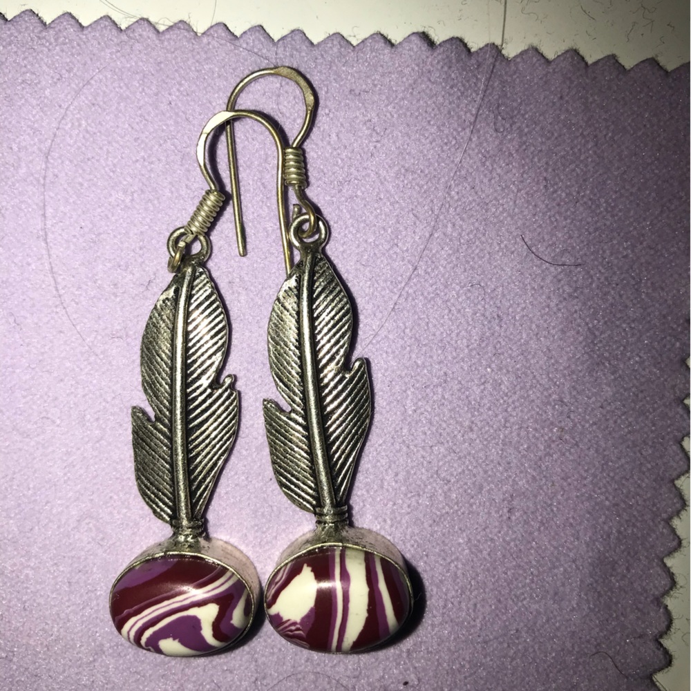 🌸 Silver Purple Earrings inspired by Native American Culture🌸